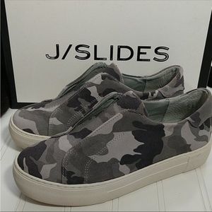 J slides grey camo suede alara NWT